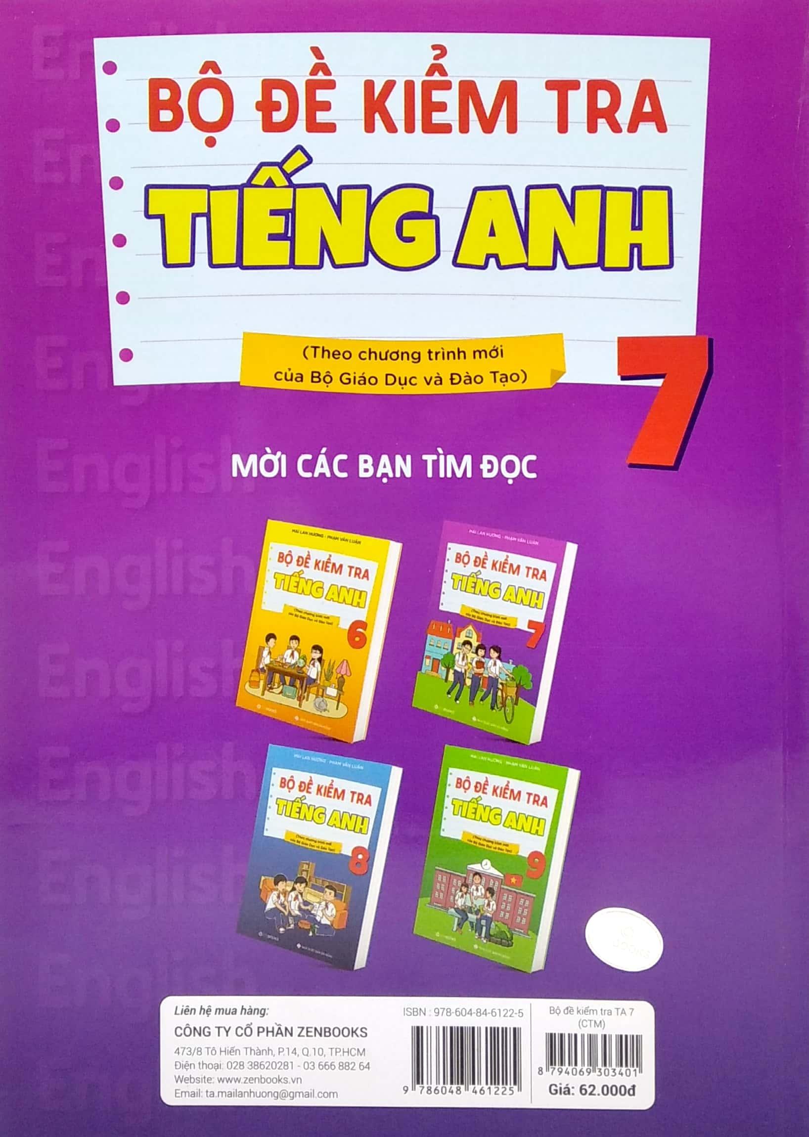 Bộ Đề Kiểm Tra Tiếng Anh 7 (Theo Chương Trình Mới Của Bộ Giáo Dục Và Đào Tạo)