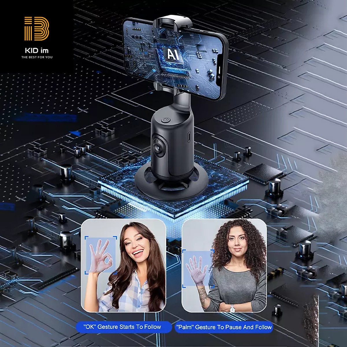 Gimbal AI kiêm giá đỡ điện thoại cảm biến thông minh P01 Giá Đỡ Theo Dõi Khuôn Mặt Cho Quay Video, Livestream, Tiktok, Vlog, Tự Động Xoay 360º