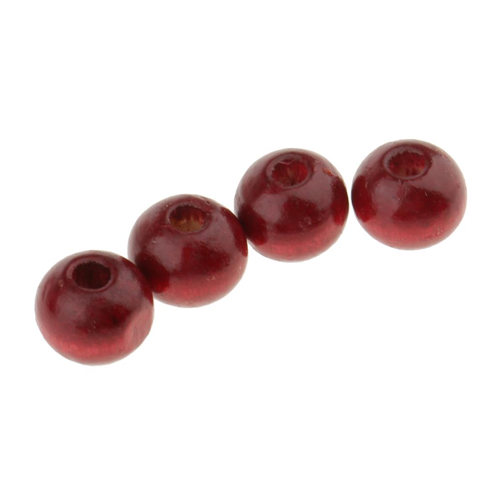 50pcs Loose Beads Round Wood Beads Wooden Beads Beading Supplies 8mm Red