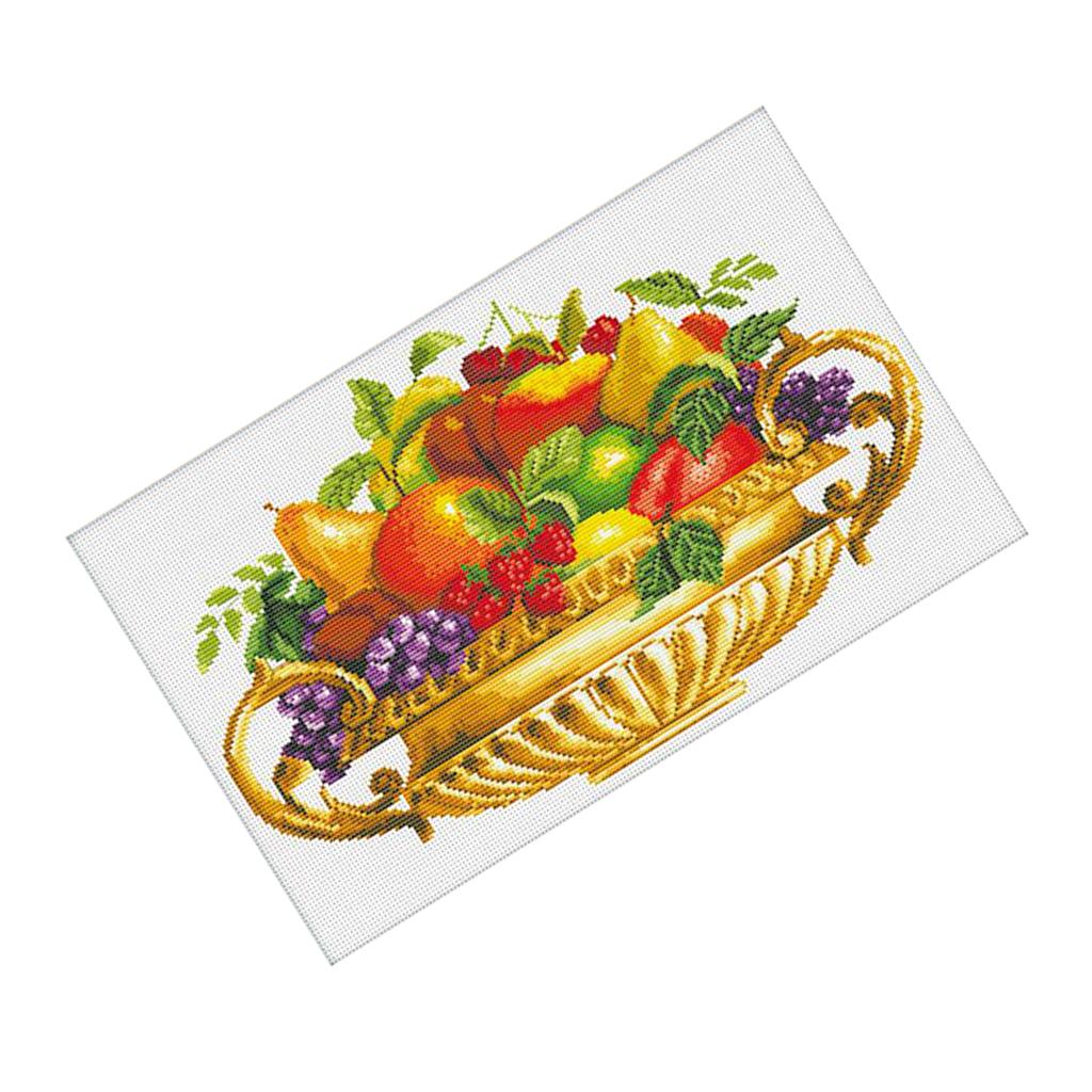 DIY Stamped Cross Stitch Kit Pre-Printed Pattern - Fruits 11 Count 55x36cm