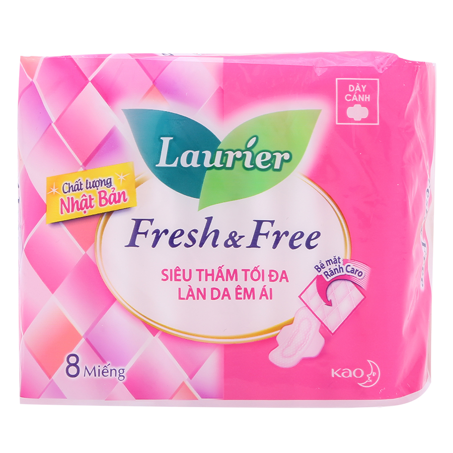 Combo 6 Băng Vệ Sinh Laurier Fresh &amp; Free Dày Cánh - 8 Miếng