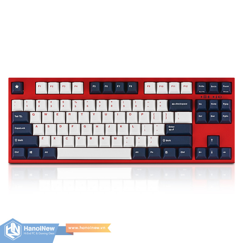 Bàn Phím Cơ Leopold FC750R PD BT White Navy Red Font Blue Star (Red Case) Bluetooth - Hàng chính hãng