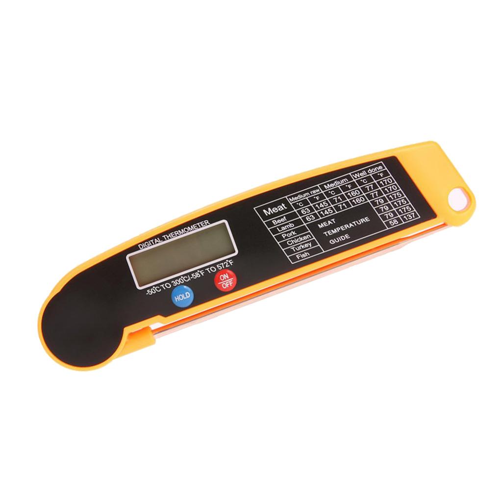 Digital Food Thermometer With Folding Long Probe BBQ Meat Water Milk Smoker Household Cooking Temperature Tools Black Yellow