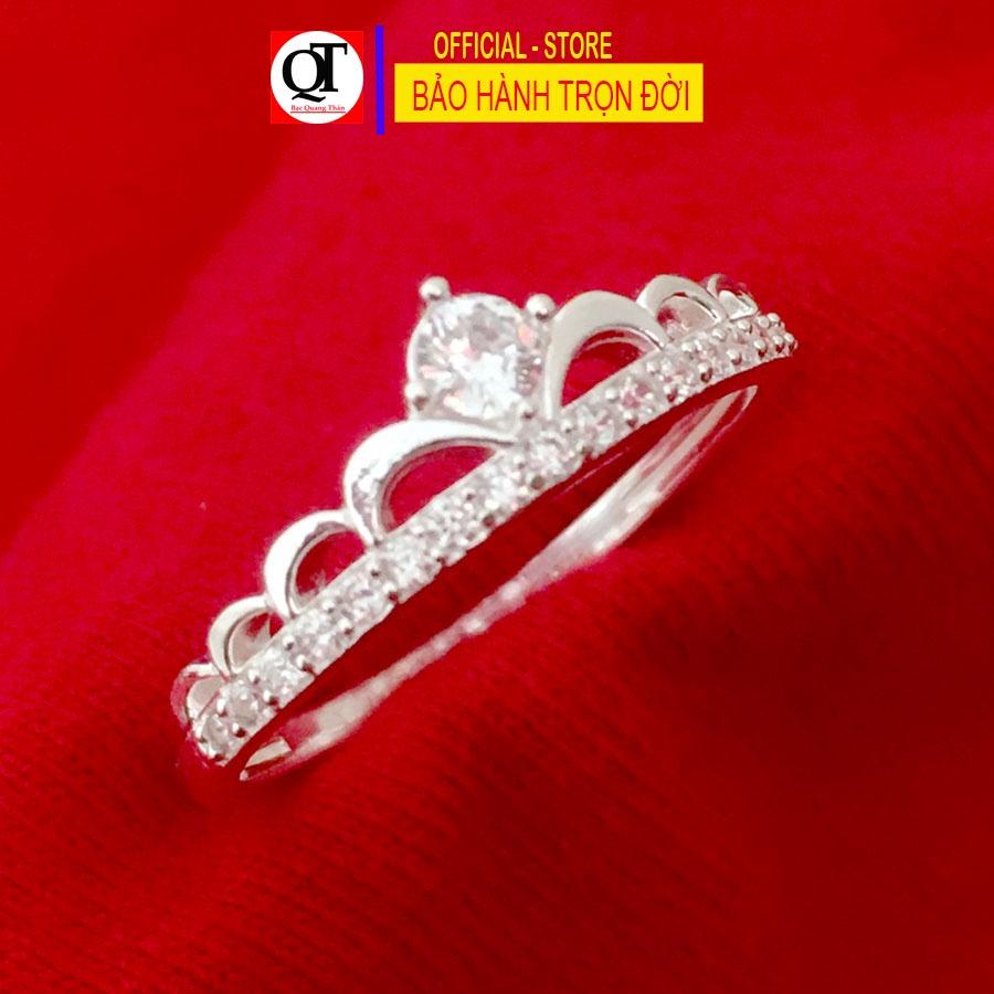 Nhẫn nữ vương miệng chất liệu bạc ta đính đá Cubic trang sức Bạc Quang Thản – QTNU.TN102