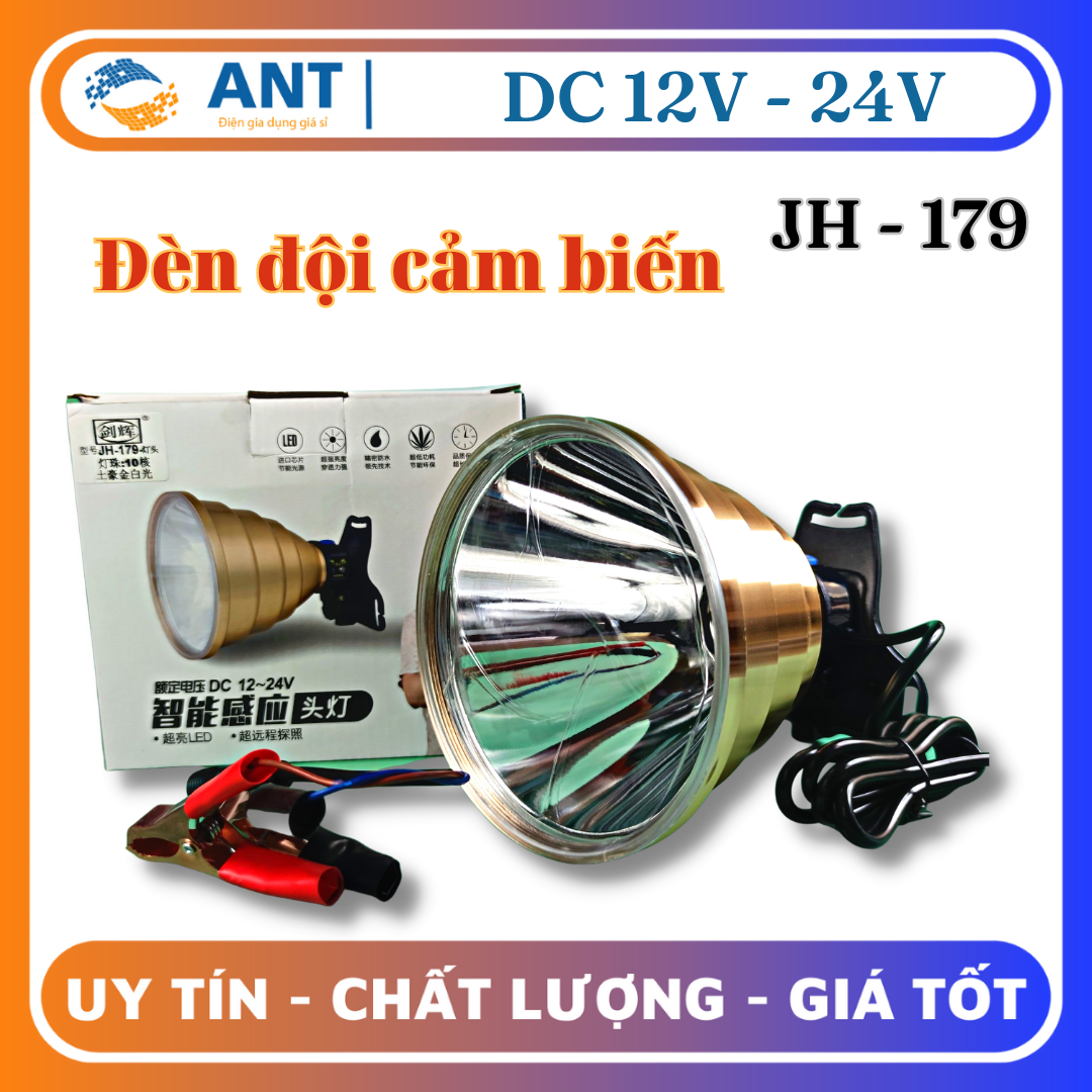 Đèn pin đội đầu siêu sáng, đèn đeo đầu JH-159 / 179 kẹp bình ác quy 12V sáng gom chiếu xa 200M, chóa 12cm / 14cm