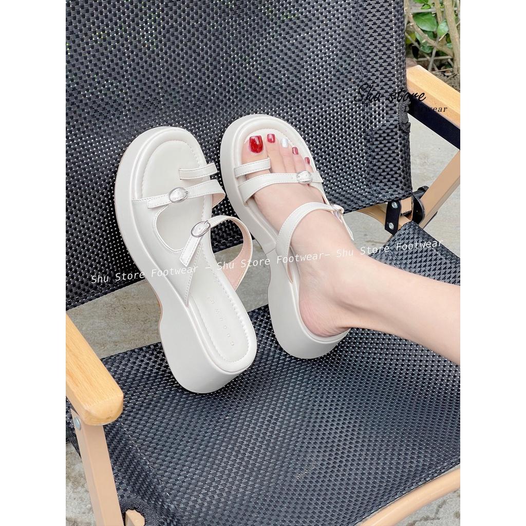 Dép xỏ ngón 2 quai mãnh khoá gài đế cao 5 phân thời trang nữ Shu Store