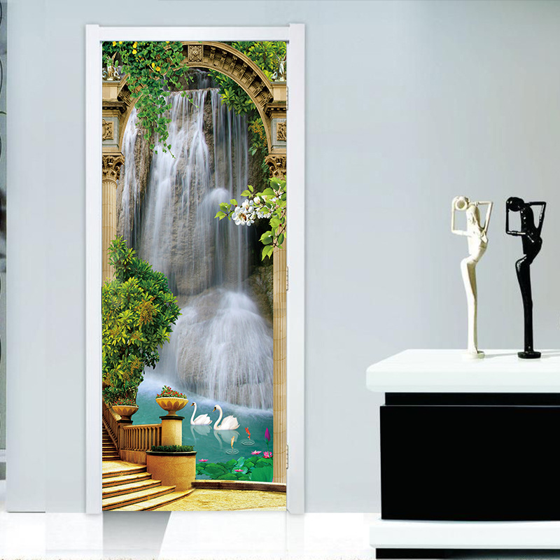 Tranh Dán Cửa 3D Hình Thác Nước LM15