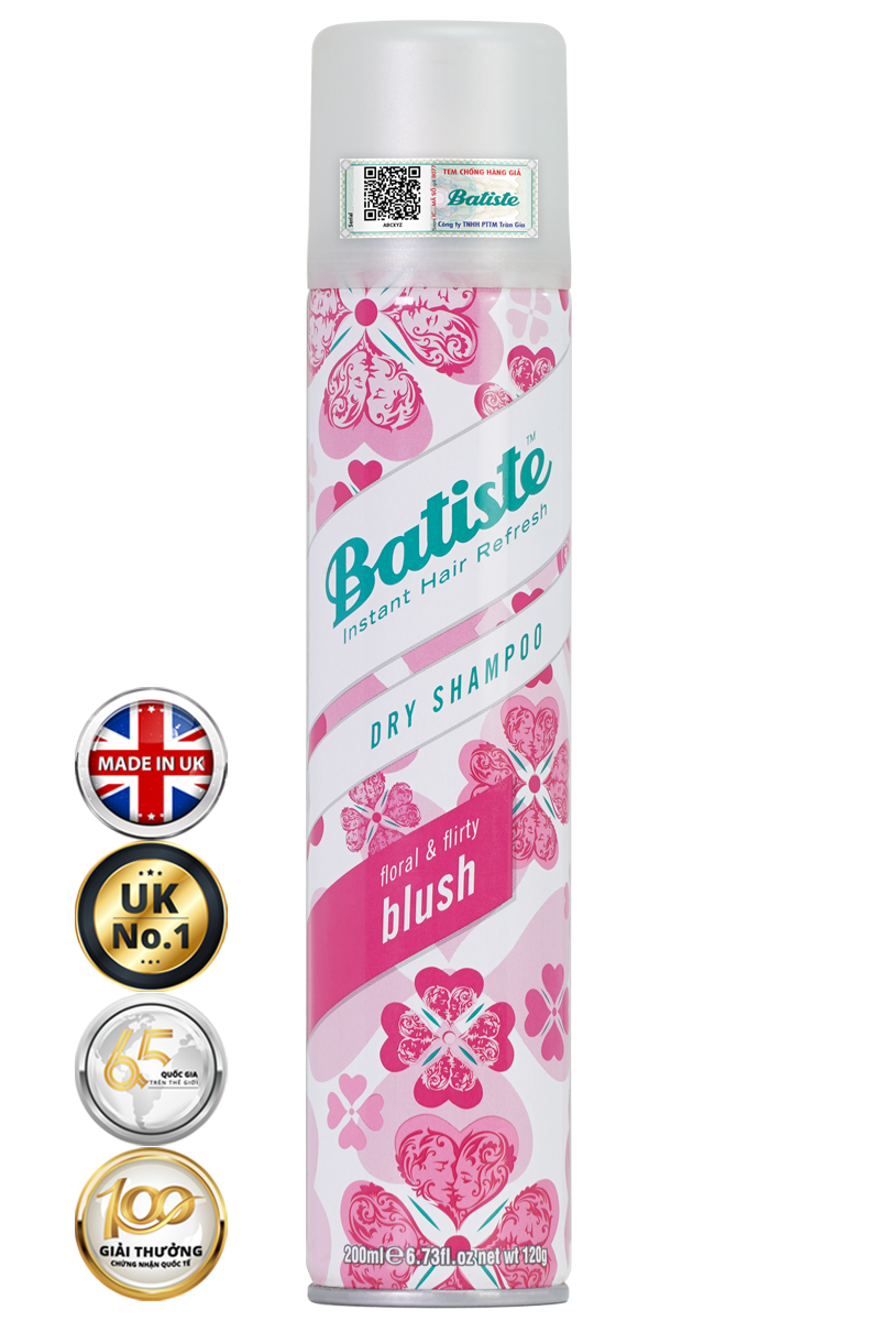 Dầu gội khô Batiste Dry Shampoo 200ml Hết Ngứa, Hết Bết Dính Tóc Bồng Bềnh Tức Thì