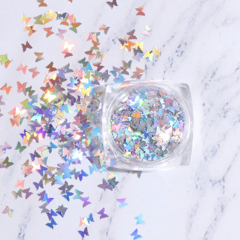 Hủ Bướm Hologram Đính Móng | Vàng Bạc Trắng Đen