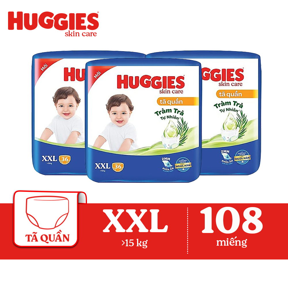 Combo 3 Tã/bỉm quần HUGGIES SKINCARE gói BIG JUMBO size XXL36 miếng