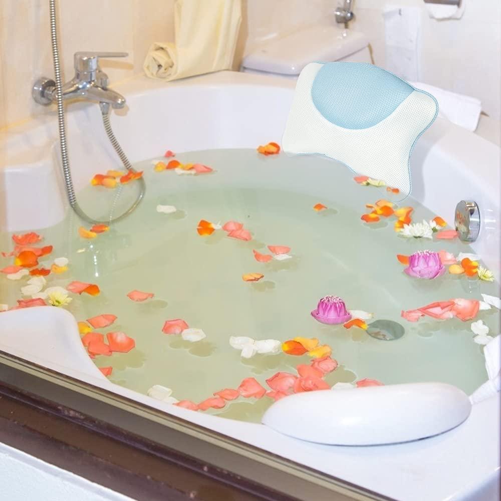 Gối bồn tắm, đệm bồn tắm với 4 cốc hút không phải, hỗ trợ cho đầu và cổ, cho bồn tắm, bể sục, spa