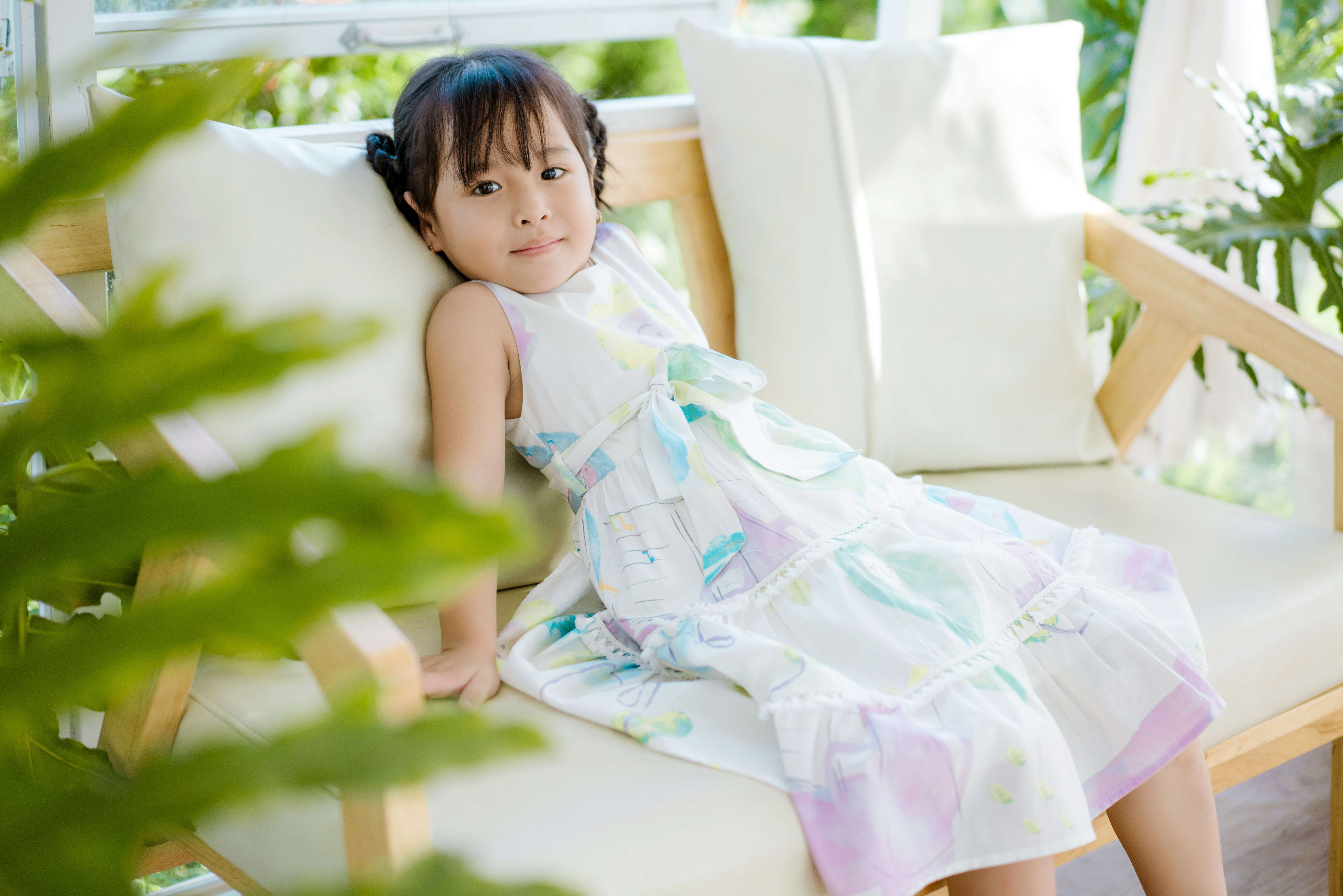 Đầm bé gái Maxi phối ren Cotton lụa thoáng mát cho kỳ nghỉ dưỡng Hè 2023