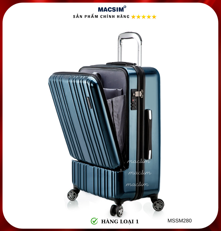 Vali cao cấp Macsim Smooire MSSM280 cỡ 20 inch màu đỏ-xanh bóng-vàng gold - Hàng loại 1