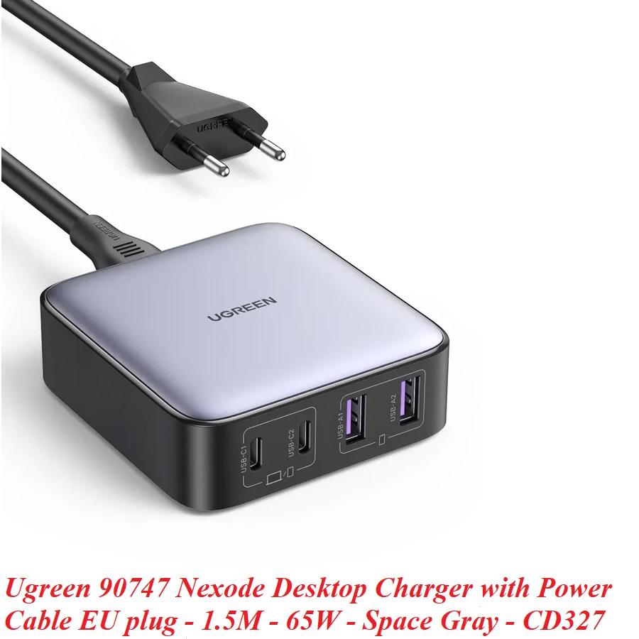 Ugreen UG90747CD327TK 65W Màu Trắng Bộ sạc nhanh gồm 2 cổng USB-C + USB-A chuẩn cắm EU - HÀNG CHÍNH HÃNG