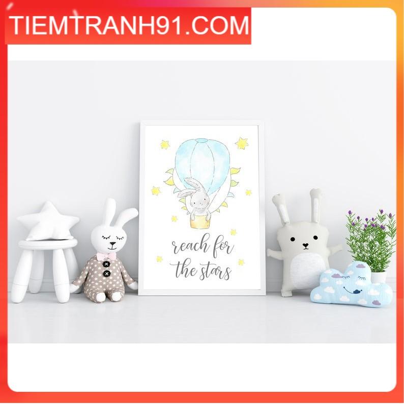 Tranh treo tường | Tranh cho bé-Watercolor Rabbit Wall Art 82 , tranh canvas giá rẻ