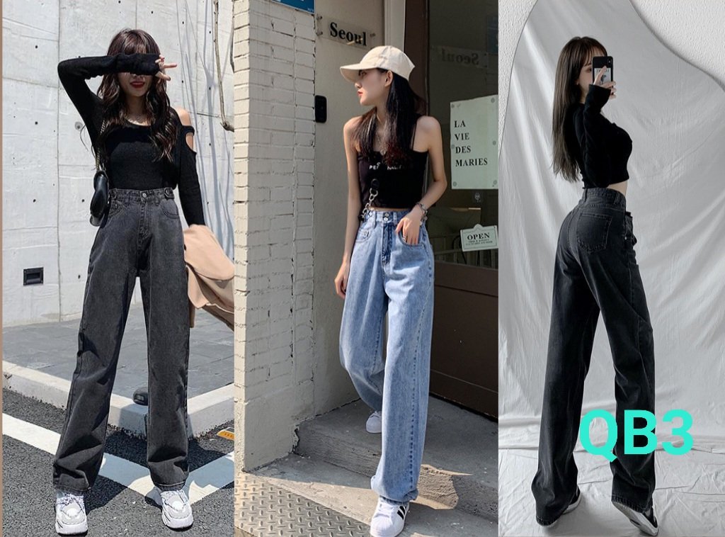 Quần Jeans suông cao cấp 3 màu siêu xinh dành cho các nàng