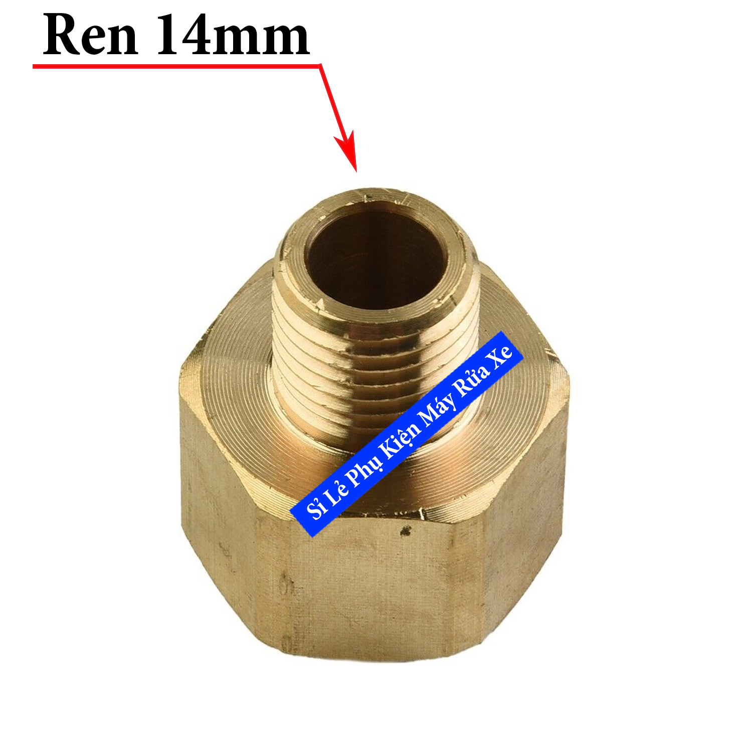 Khớp nối chuyển ren trong 22mm sang ren ngoài 14mm Bằng Đồng, phụ kiện máy rửa xe