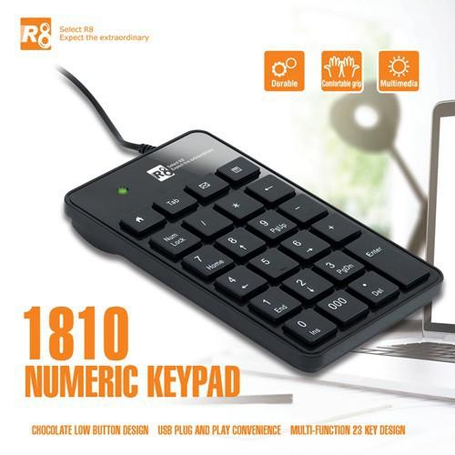 Bàn phím số rời cổng USB R8 1810 . Bàn phím số kế toán nhỏ gọn, tiện dụng