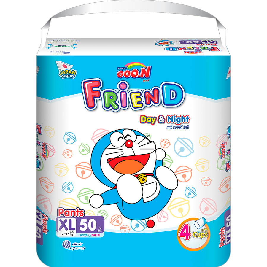 Combo 2 Bịch Tã Quần Goon Friend Doremon Mới Gói Siêu Đại XL50 (12kg ~ 17kg)