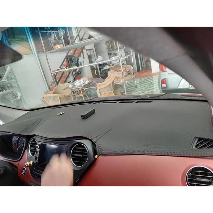 Thảm taplo da vân carbon cao cấp cho xe Hyundai I10 2014 - 2020