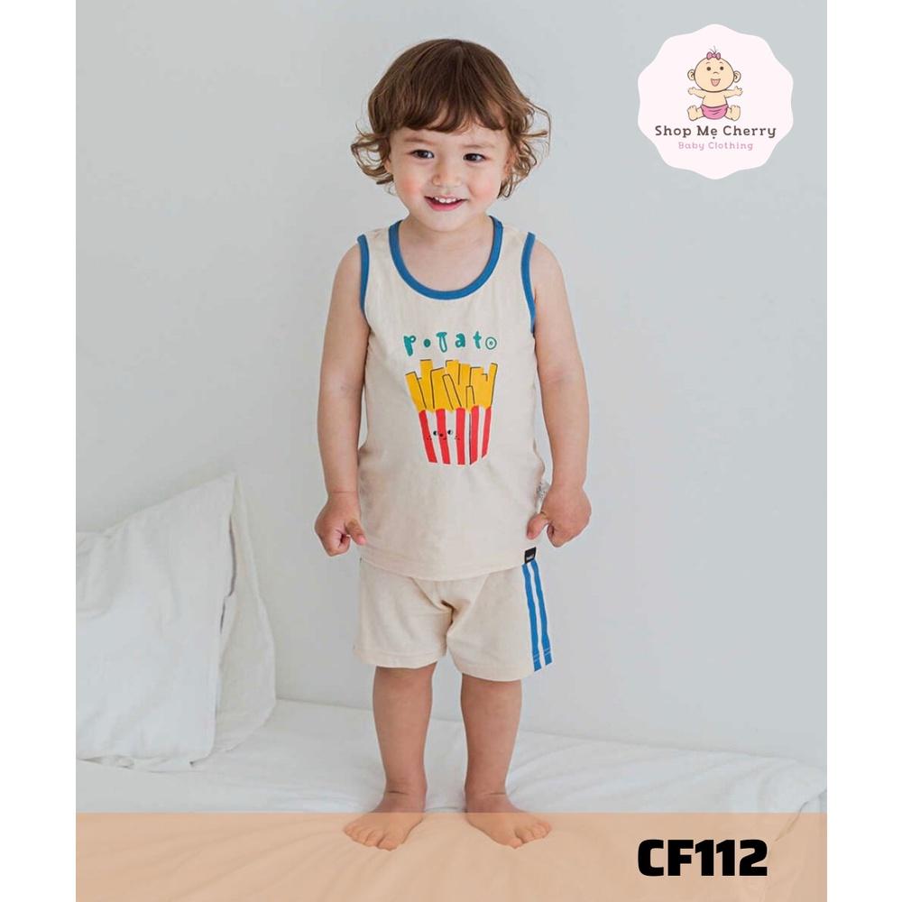 BỘ BA LỖ CAO CẤP BÉ TRAI NỘI ĐỊA HÀN, CHẤT COTTON ORGANIC, MẪU POTATO