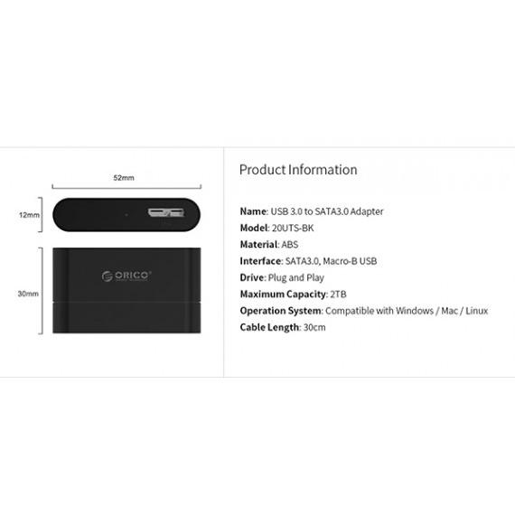 Cáp chuyển đổi USB 3.0 sang SATA 3 Orico 20UTS-Hàng chính hãng