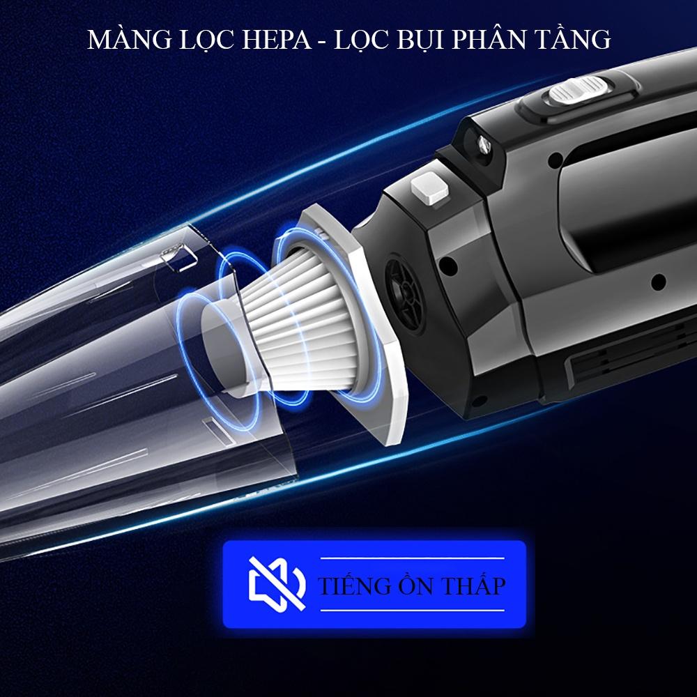 Máy hút bụi ô tô kiêm bơm lốp xe đa năng 4 trong 1, máy hút bụi gia đình cầm tay đa năng tiện lợi 2 phiên bản có dây và không dây.