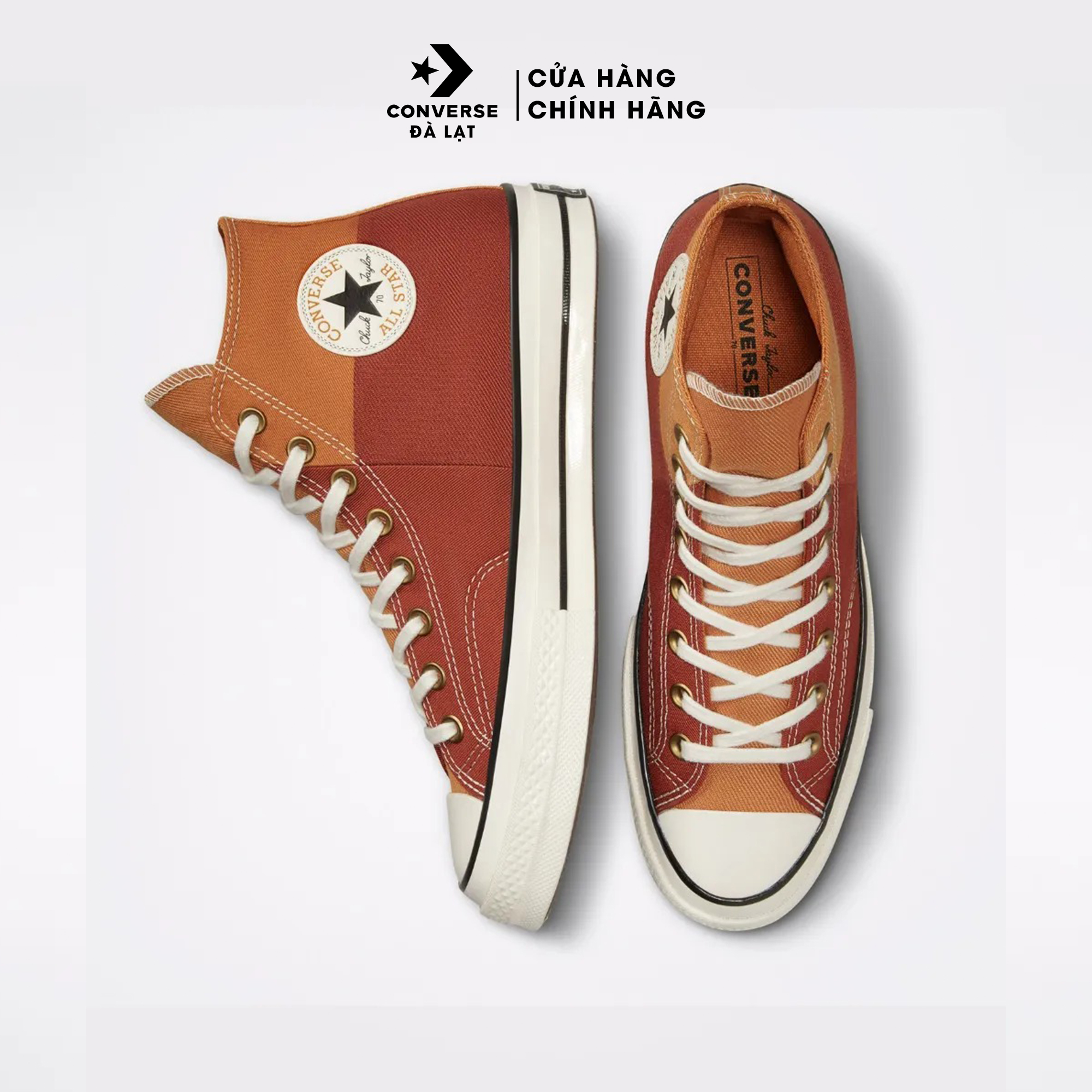 Giày Converse nam nữ cao cổ phối nâu Chuck 70 Color blocked A02552C