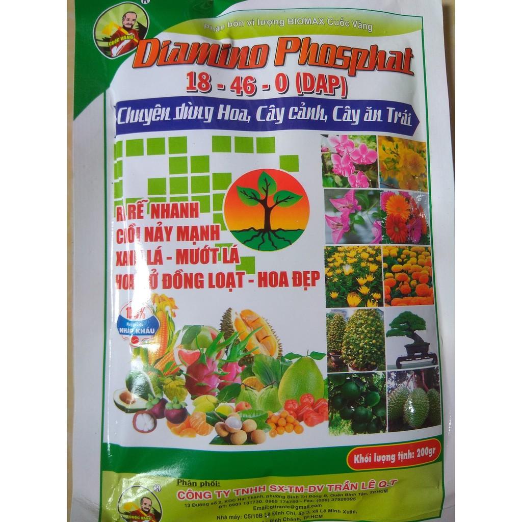 Phân bón NPK 18-46-0-DAP chuyên dùng hoa, cây cảnh, cây ăn trái - gói 200 gram BIOMAX