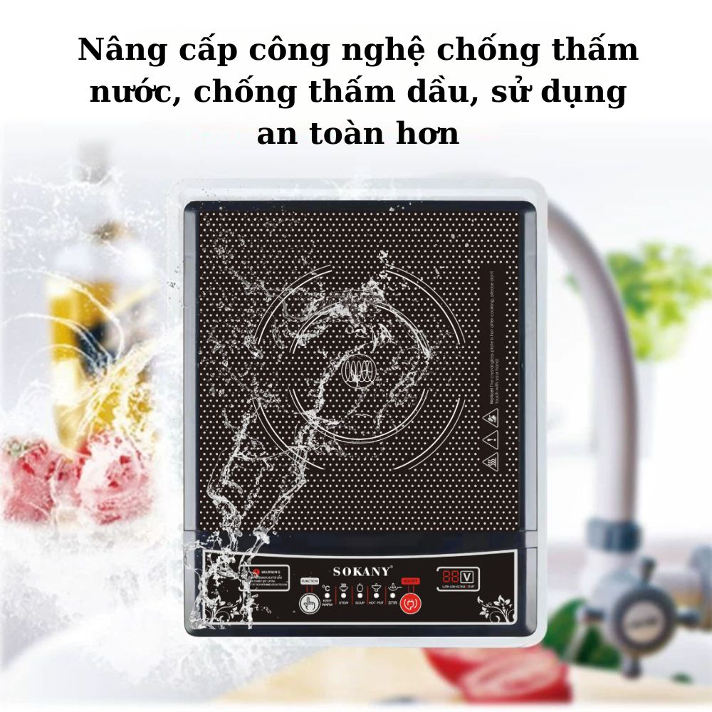 Bếp từ đơn SOKANY SK-07046 công suất 2200W, cực kì tiết kiệm với 5 chế độ nấu,  phím bấm cơ, tích hợp tính năng tự ngắt an toàn - HÀNG CHÍNH HÃNG - DELIYA