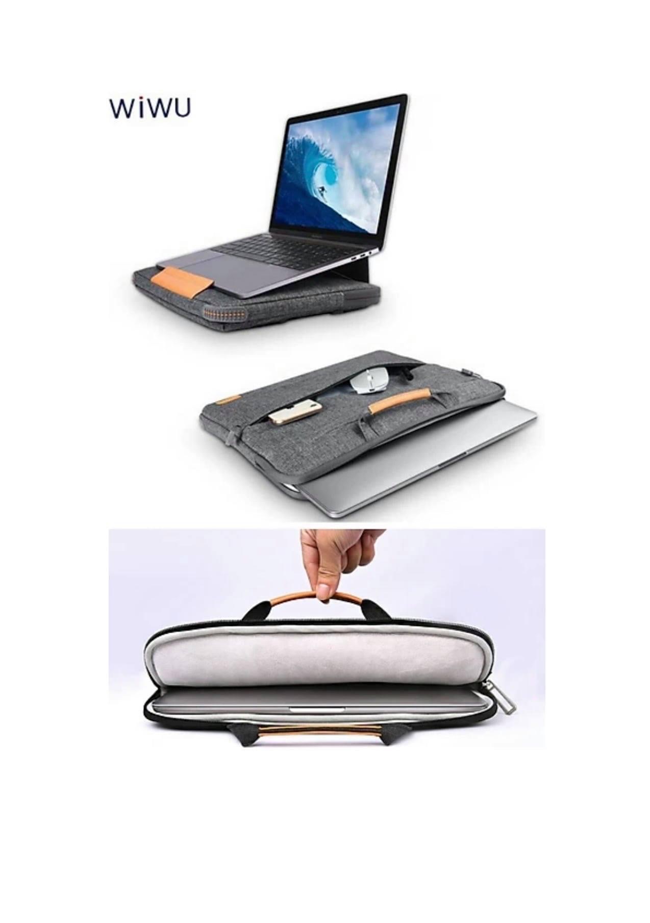 Túi Đựng Macbook Wiwu Smart Stand Sleeve 13.3 Dành Cho Macbook, Laptop Chất Liệu Vải Sợi Cao Cấp, Chống Sốc - Hàng Chính Hãng