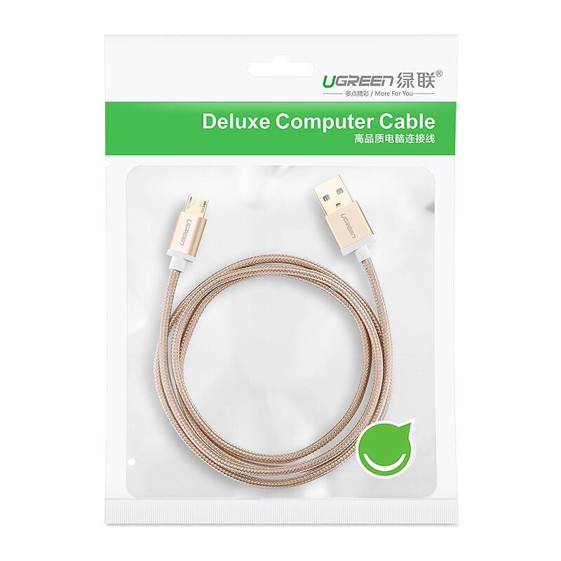 Ugreen UG30662US134TK 2M màu Vàng Cáp sạc truyền dữ liệu USB 2.0 sang MICRO USB đầu mạ vàng - HÀNG CHÍNH HÃNG