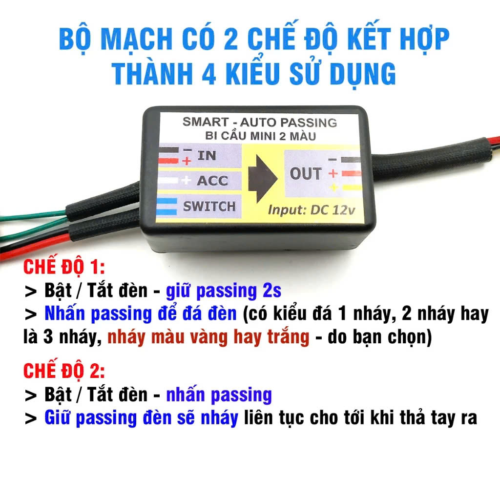 Tặng Công Tắc – Mạch Auto Pasing 10 Chế Độ Thông Minh Cho Các Loại Đèn Trợ Sáng