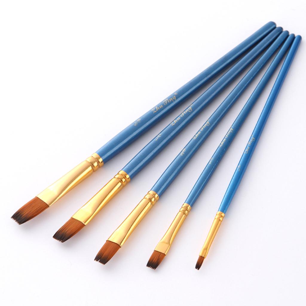 10 Miếng Tròn Dẹt Đầu Nhọn Lông Nylon Nghệ Sĩ Bút Lông Bộ Tranh Nghệ Thuật, acrylic Màu Nước, Móng Tay Nghệ Th