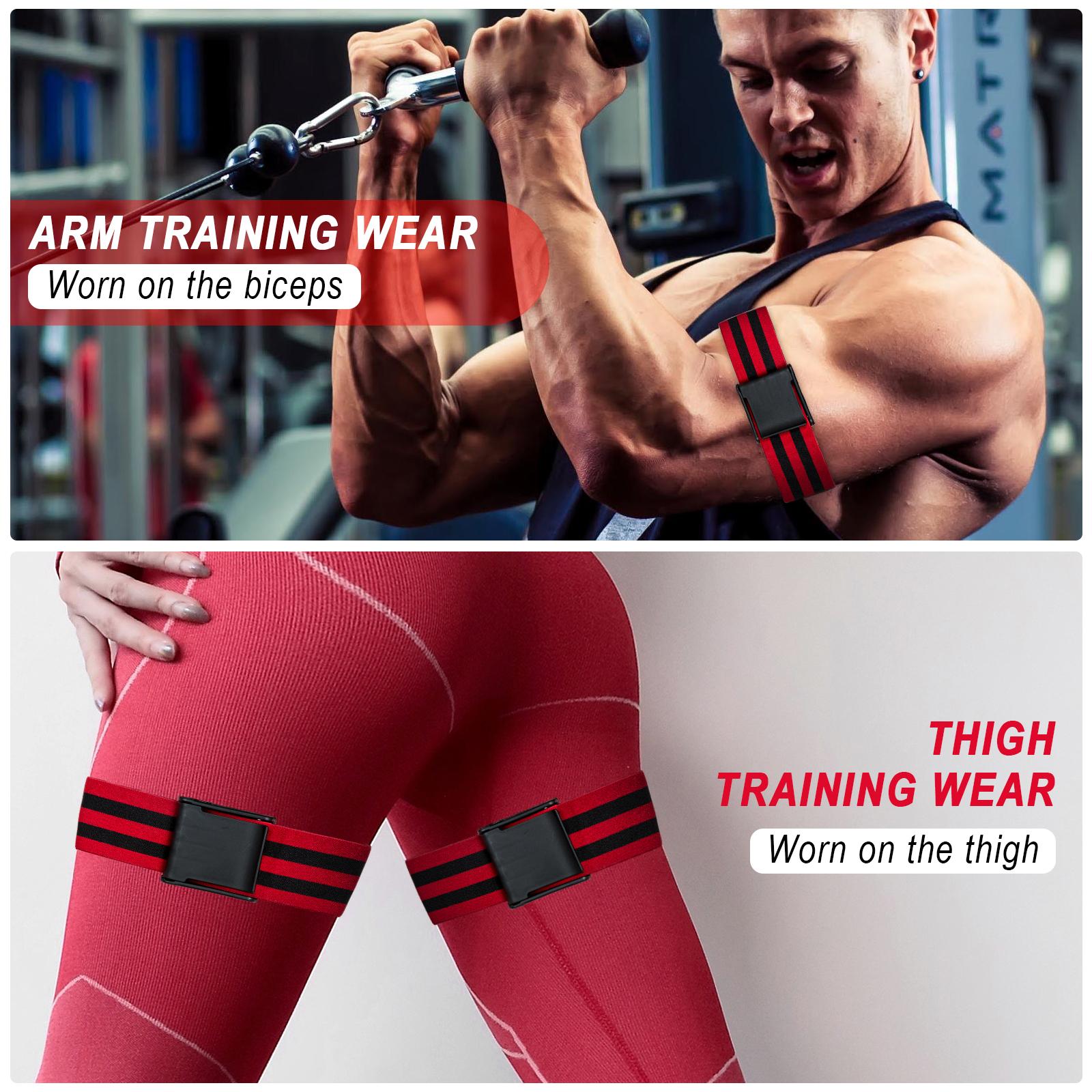 BFR Thể Dục Tắc Ban Nhạc Trọng Lượng Thể Hình Hạn Chế Lưu Lượng Máu Ban Nhạc Cánh Tay Chân Quấn Nhanh Tăng Trưởng Cơ Thiết Bị Tập Gym Color: red set