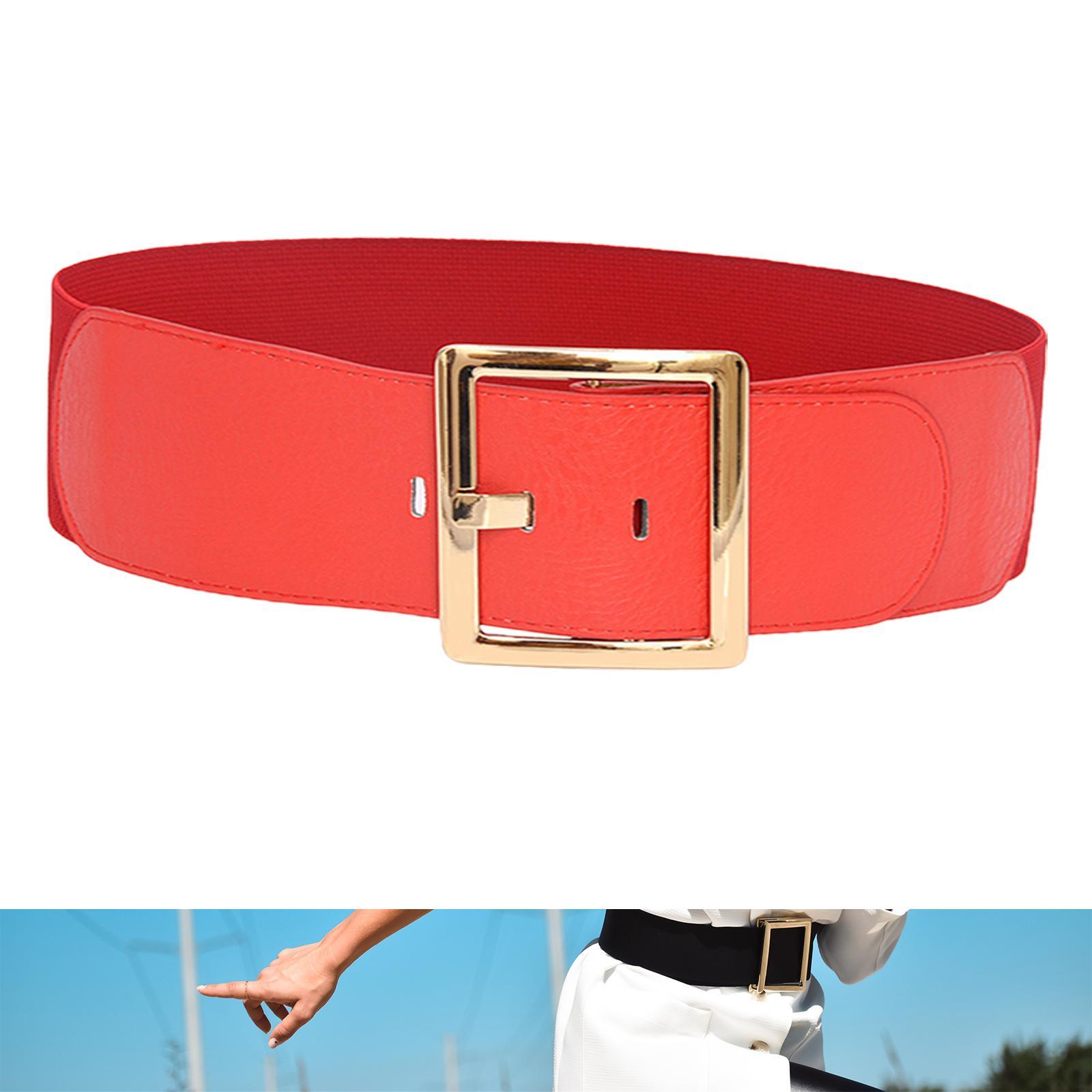 Women's Stretch Belt Metal Buckle Women Wide Waist Belt for Dress Coat Women