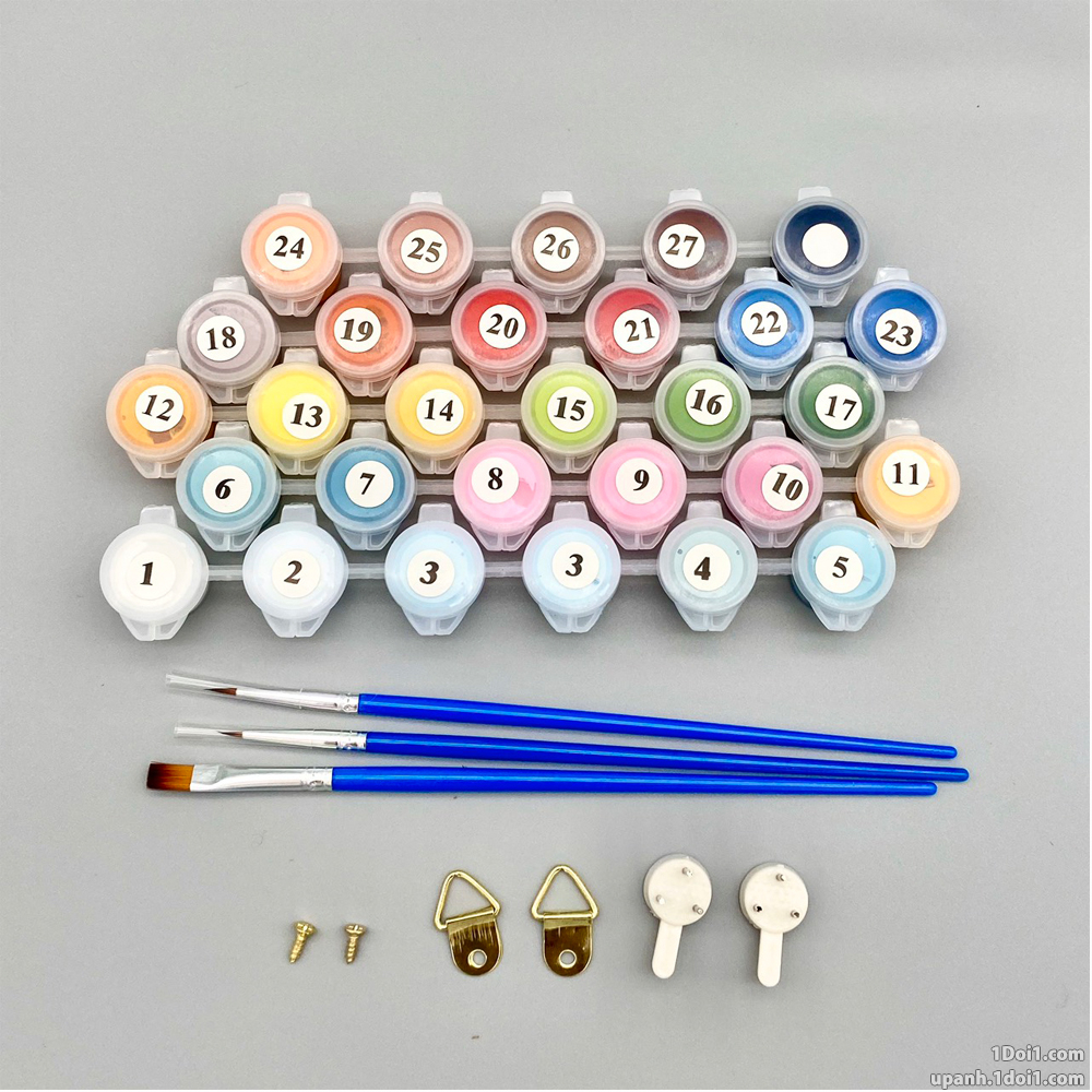Tranh sơn dầu kỹ thuật số tự tô màu - Mã DV0512 Đôi chim trên cành hoa mùa xuân Tranh con vật động vật