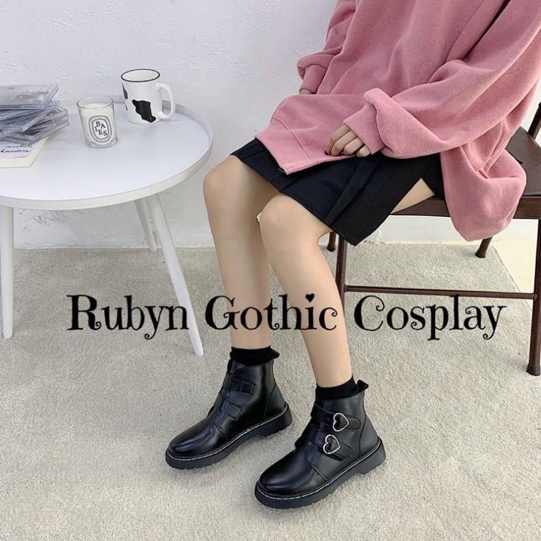 Giày Boots Chiến Binh Khoá Trái Tim quai dán độc lạ ( Size 35 - 40 )