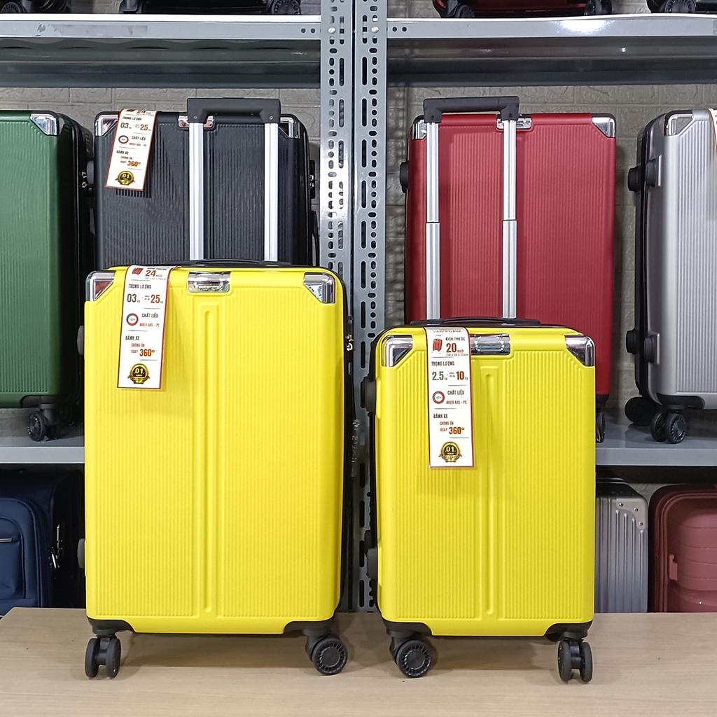 Vali Kéo Du Lịch Bọc Góc NiceVila - Vali nhựa Thời Trang 20/24 inch - Vàng (Bọc Góc)