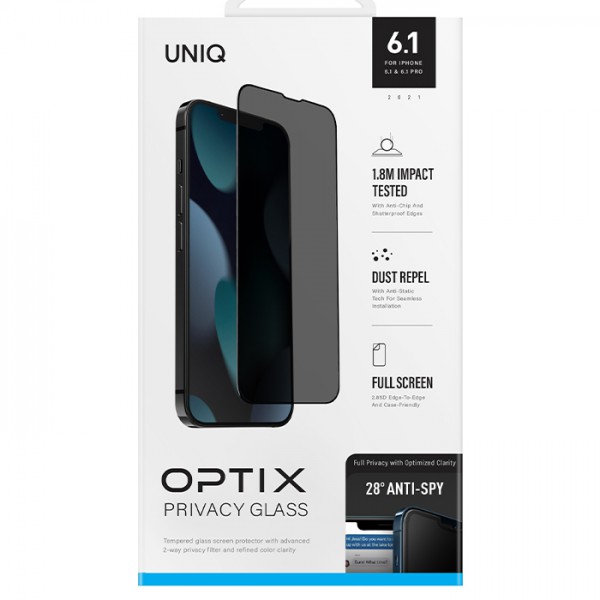 Miếng Dán Cường Lực Chống Nhìn Trộm UNIQ OPTIX Privacy  cho iPhone 13 Pro Max / 13 Pro / 13 / 13 Mini_Hàng Chính Hãng