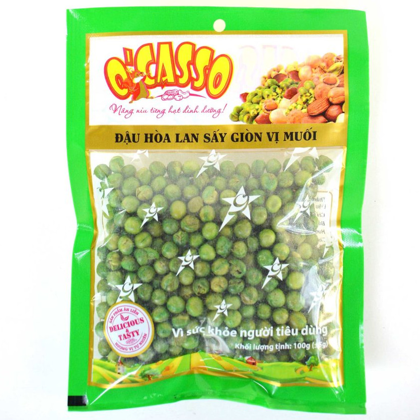 Hình ảnh 3 gói Đậu Hòa Lan Sấy Giòn Vị Muối O'Casso 100g