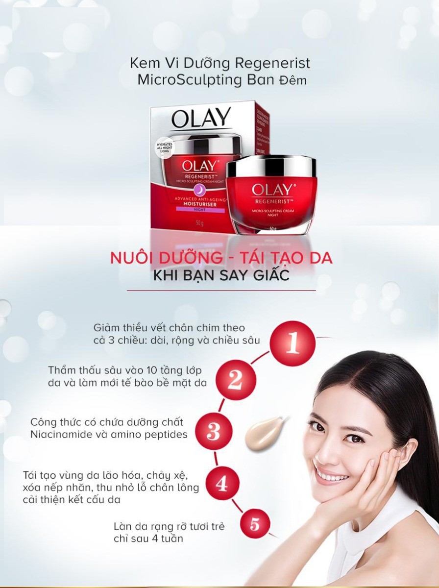 Kem Dưỡng OLAY REGENERIST Đỏ Ban Đêm 50G