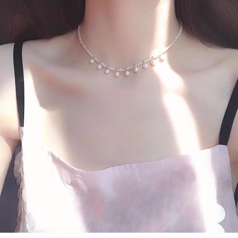 N379 dây chuyền choker vòng cổ hạt Ngọc kiểu dáng xinh xắn cho nữ