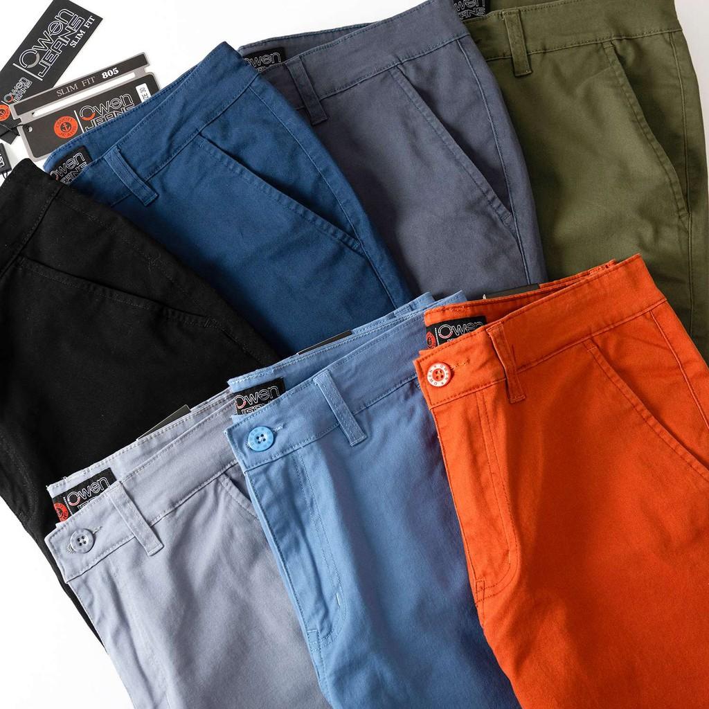 Quần short nam kaki Owen màu rêu, chất liệu vải cotton cao cấp, co giãn, trẻ trung, dáng slimfit năng động
