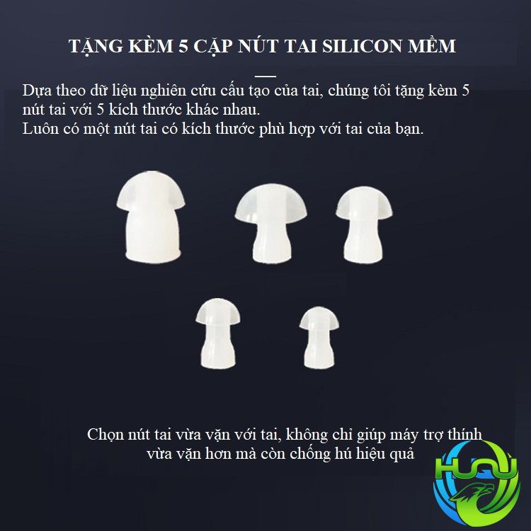 Tai Nghe Trợ Thính Huqu HQ-Z12-Thiết Kế Nhỏ Gọn, Chống Mồ Hôi Hiệu Quả -Hàng Chính Hãng