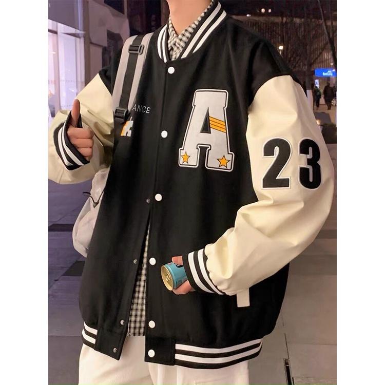 Áo Khoác Bomber Jacket Chất Nỉ Bông LUCKY Form Rộng Unisex Nam Nữ Phối Phong Cách Ulzzang