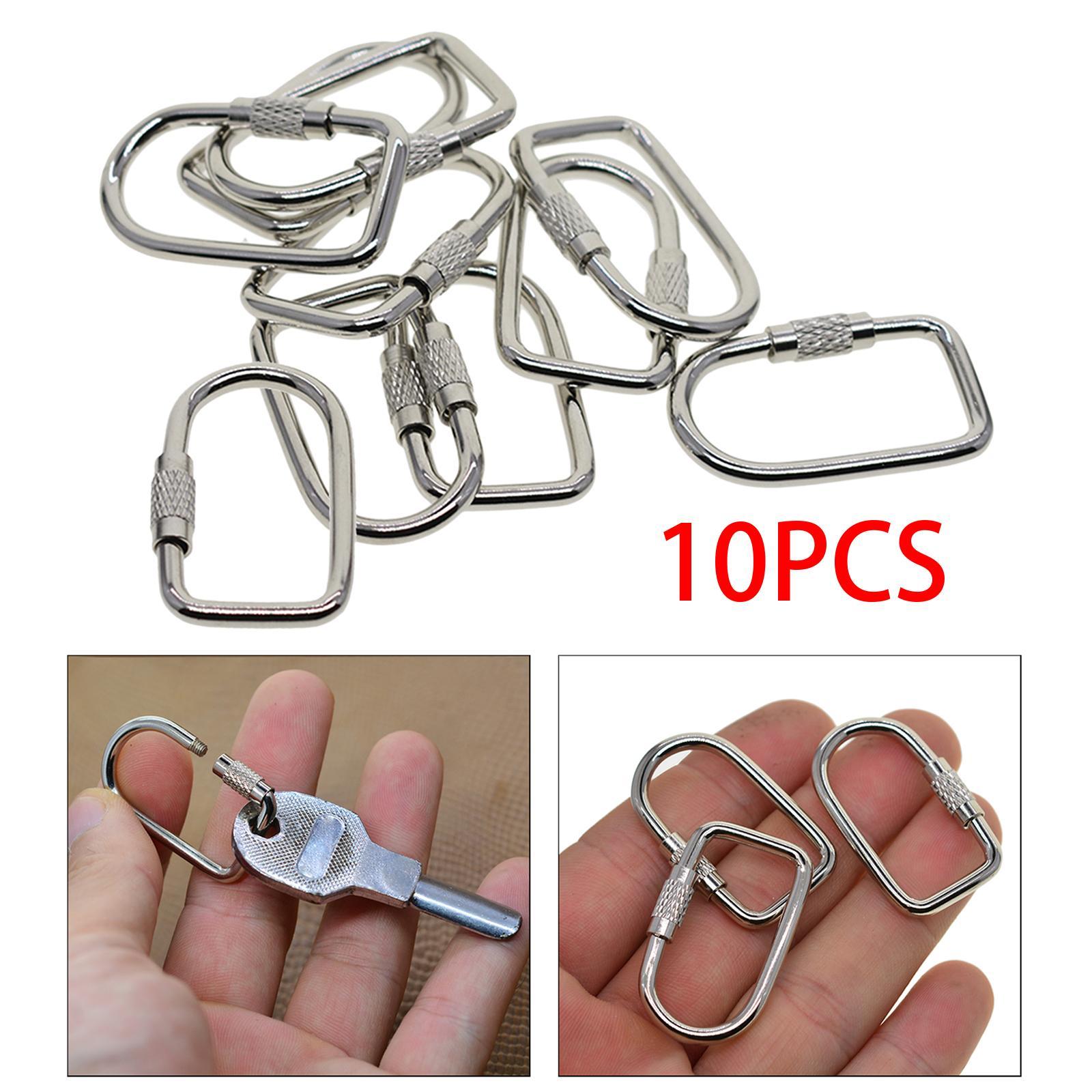 10x Locking Carabiner Carabiner Clip Lightweight Locking Clips Sturdy Screw Lock Buckle DIY Keychain Clips for Outdoor Bags Indoor Backpack