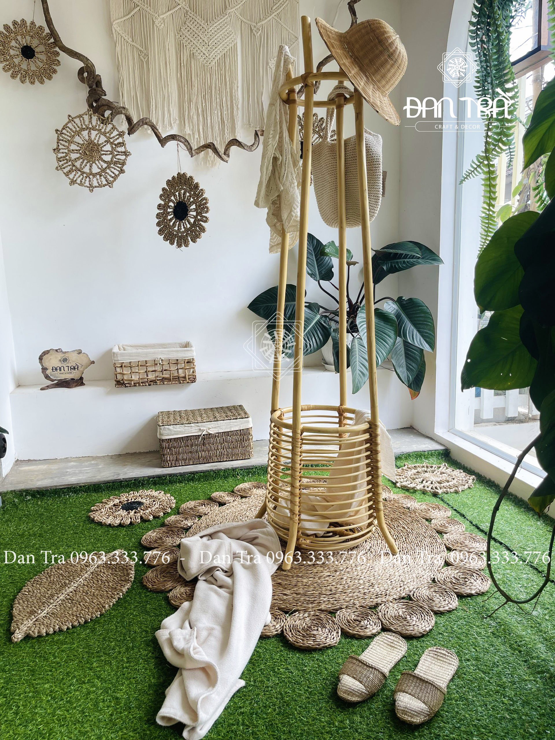 Giá Mây Treo Quần Áo - Kệ Mây Treo Đồ Cao Gọn - Giá Mây Treo Đa Năng - Nội Thất Mây Tre ĐAN TRÀ- Mây Tre Đan Trà Decor