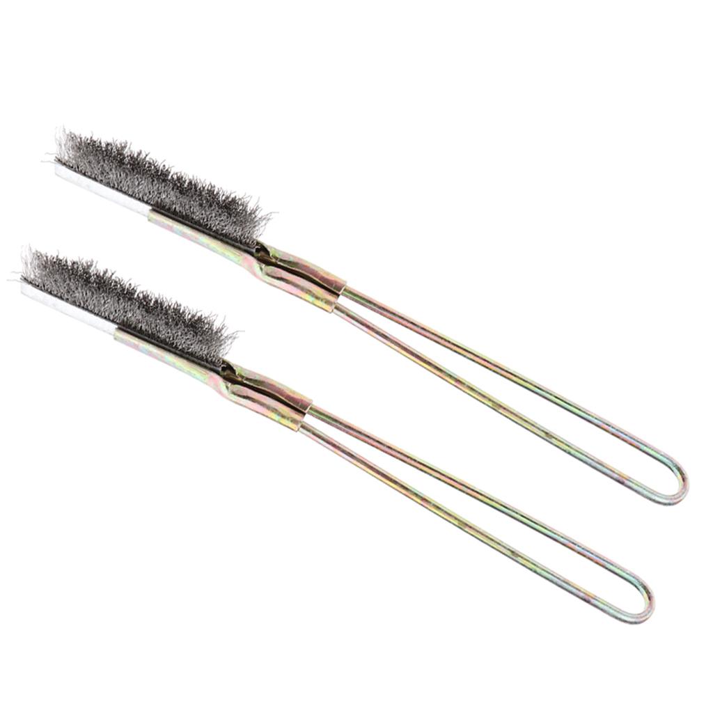 2pcs Stainless Steel Handle Wire Brush for Rust Paint Remover Straight Head