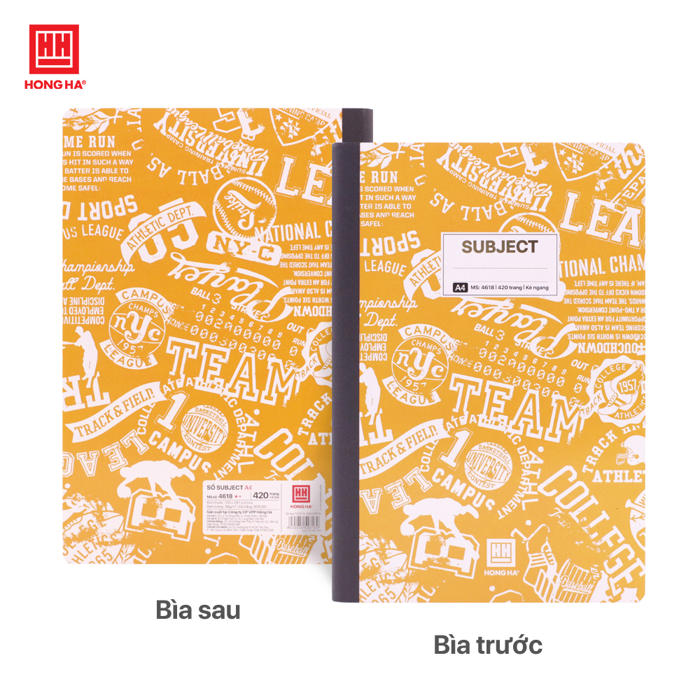 Sổ bìa bồi A4 420 trang Hồng Hà Subject - 4618